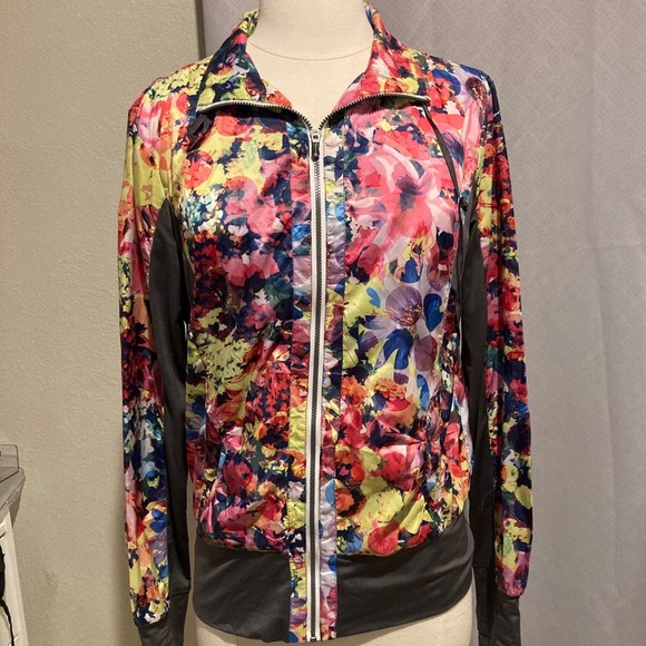 Skechers Floral Print Zip Up Running Jacket Windbreaker Womens Small Athlesure - Picture 3 of 8